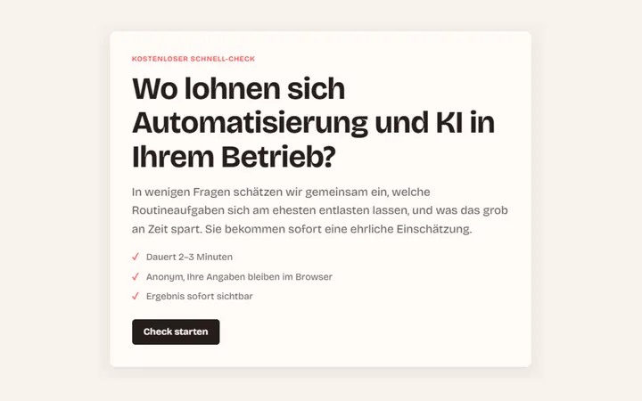 Ergebnis-Ansicht des Automatisierungs-Checks mit Prioritäten-Matrix